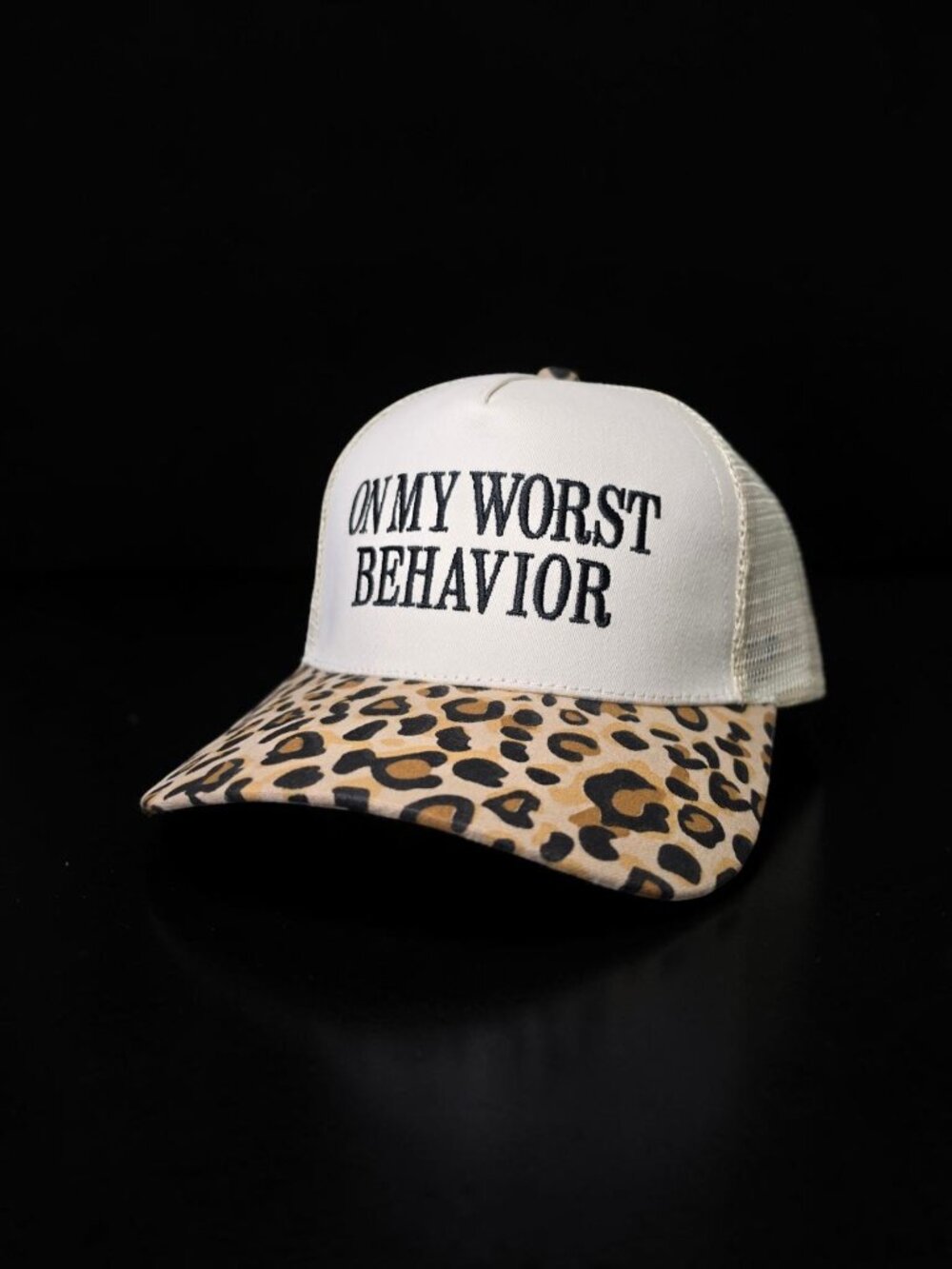 Zenana "On My Worst Behavior" Leopard / Cheetah Print Snapback Trucker Hat NWOT - Picture 9 of 13